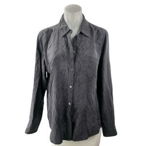 Rails 100% Silk Womens Black Snakeskin Print Long Sleeve Button Down Shirt Top M